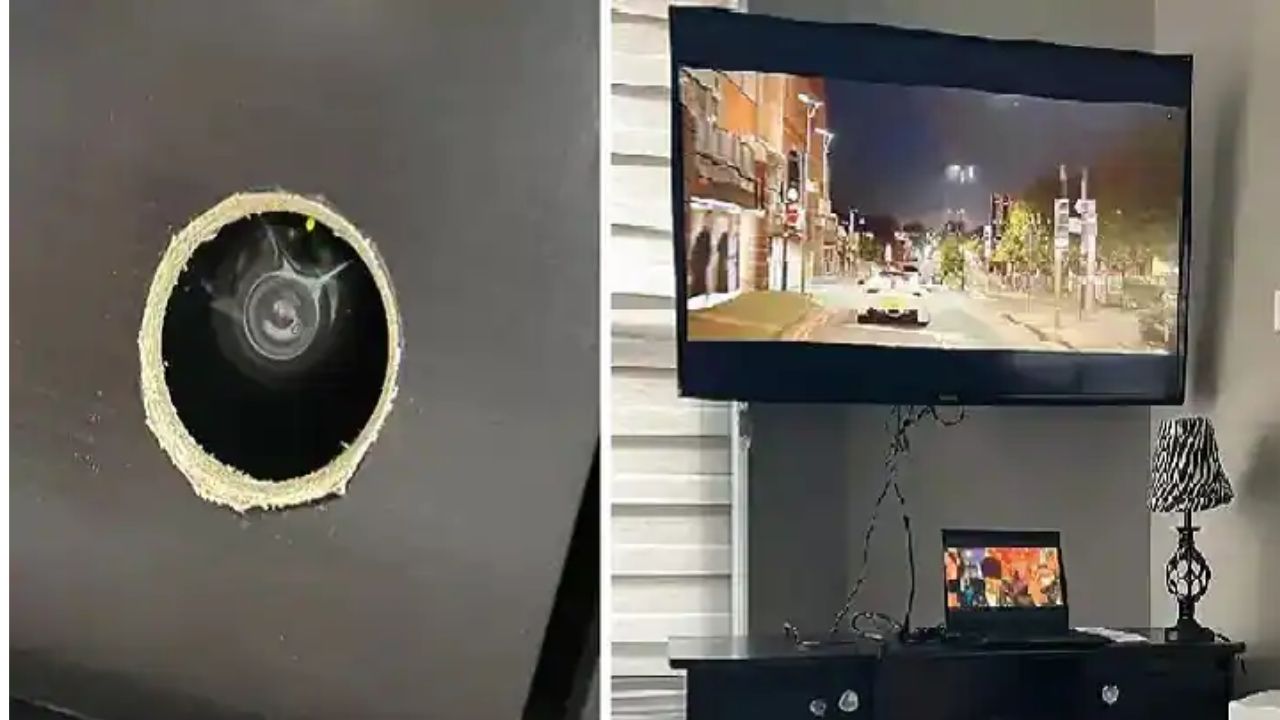  Viral : The small hole seen while watching TV.  |  Hidden camera found inside TV cabinet goes viral on social media Telugu viral news

