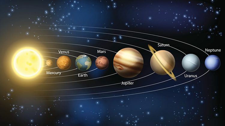 Illustration of the sun and planets in the solar system.  Photo: ChrisGorgio