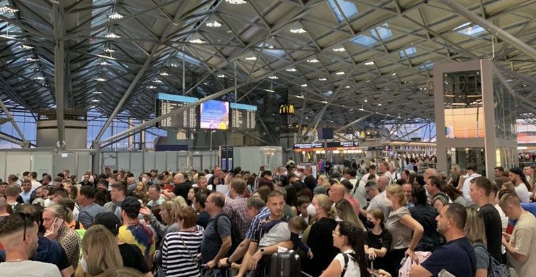 Passengers stranded at Cologne airport in Germany