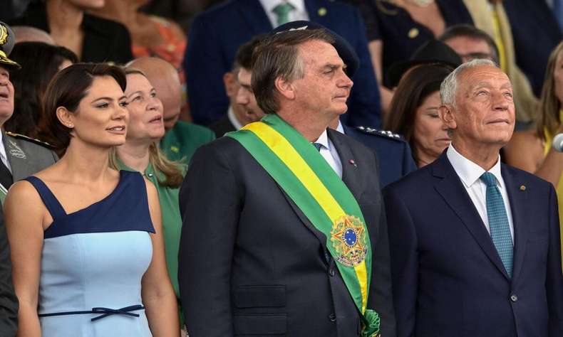 President Jair Bolsonaro, First Lady Michelle and Portuguese President Marcelo Rebelo de Sousa