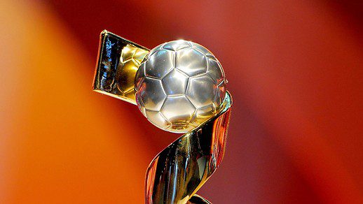 The image shows the FIFA Women's World Cup trophy