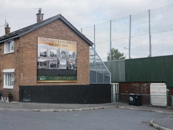 The 'Peace Wall' dividing loyalist and republican areas in Belfast, Northern Ireland.