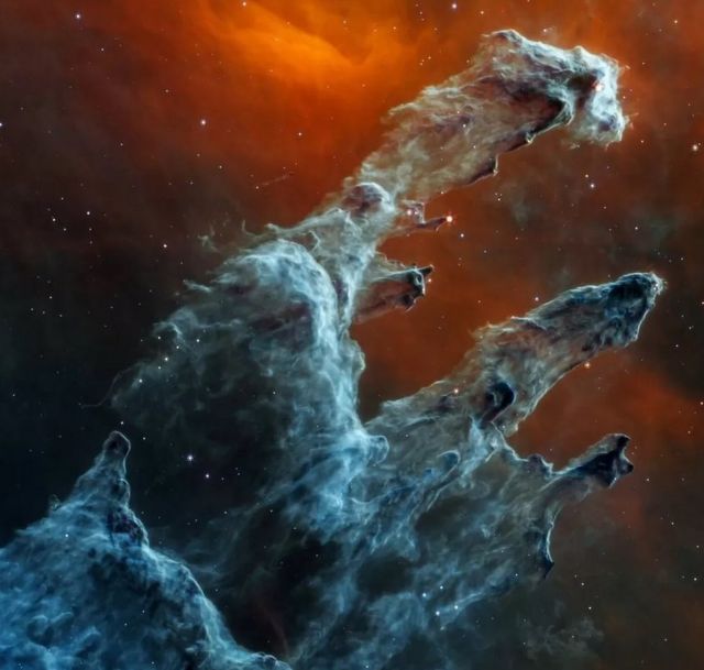 Image of the 'Pillars of Creation' captured by the James Webb Telescope