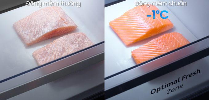 The soft freezer compartment is calibrated to minus one degree Celsius to help keep fish meat fresh.  Photo: Samsung