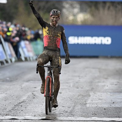Photo to text "Not even a towel on the back wheel could stop Van Aert"