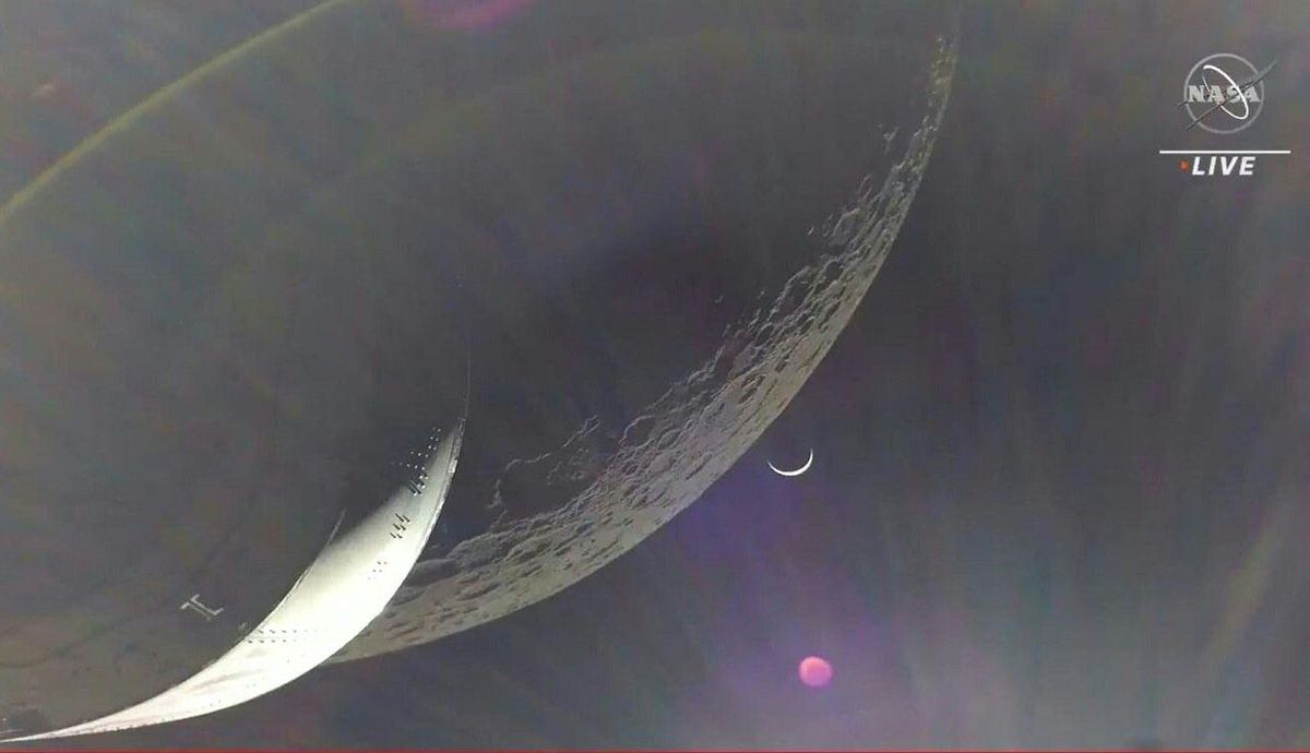 By making this flyby so close to the surface, the Orion spacecraft took advantage of the Moon's gravitational pull to propel itself along its return path.