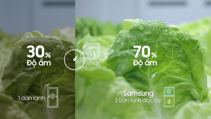 Dual indoor unit helps keep vegetables fresh (tested on Samsung refrigerators).  Photo: Samsung